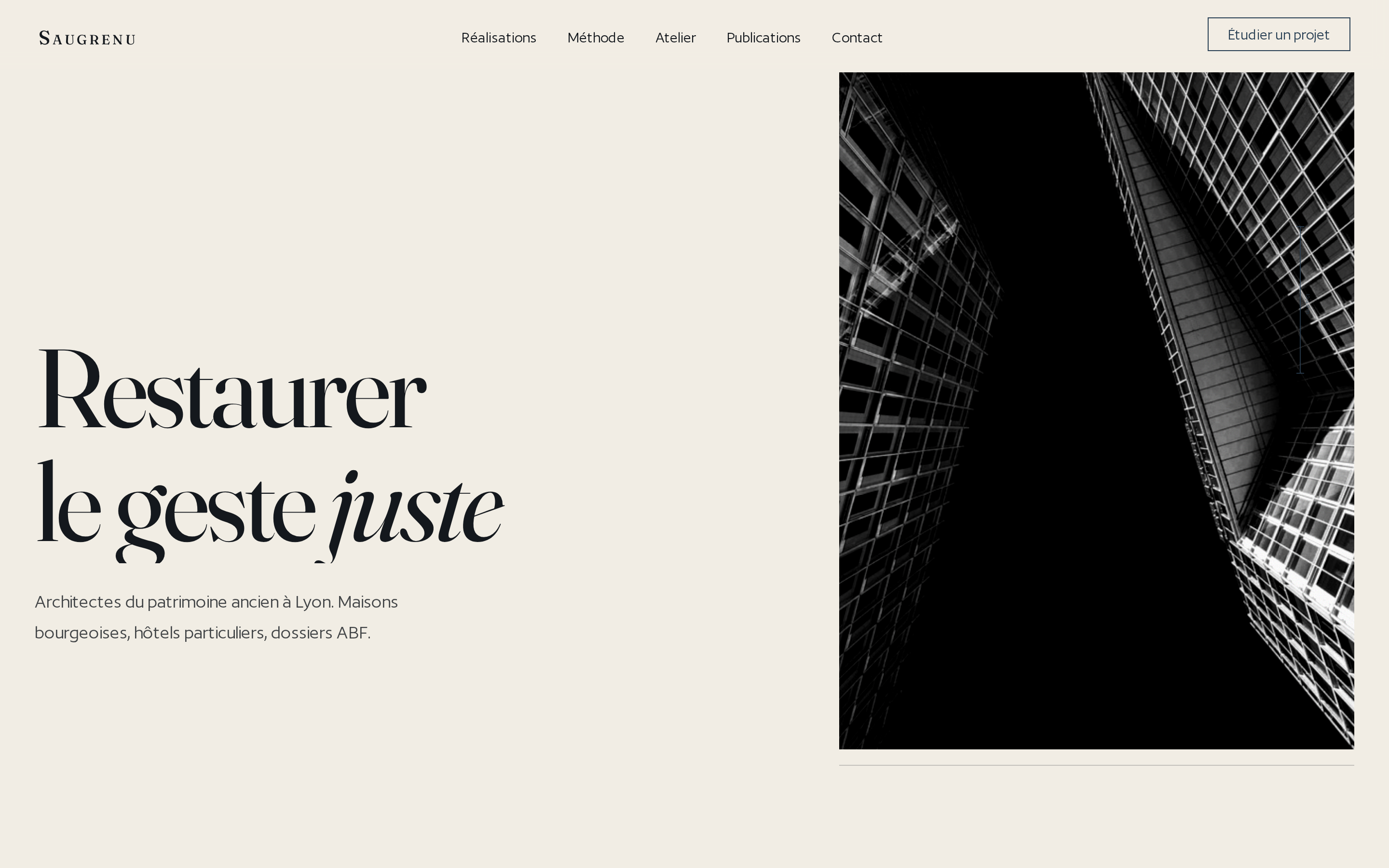 Version desktop du site généré pour Saugrenu Architectes