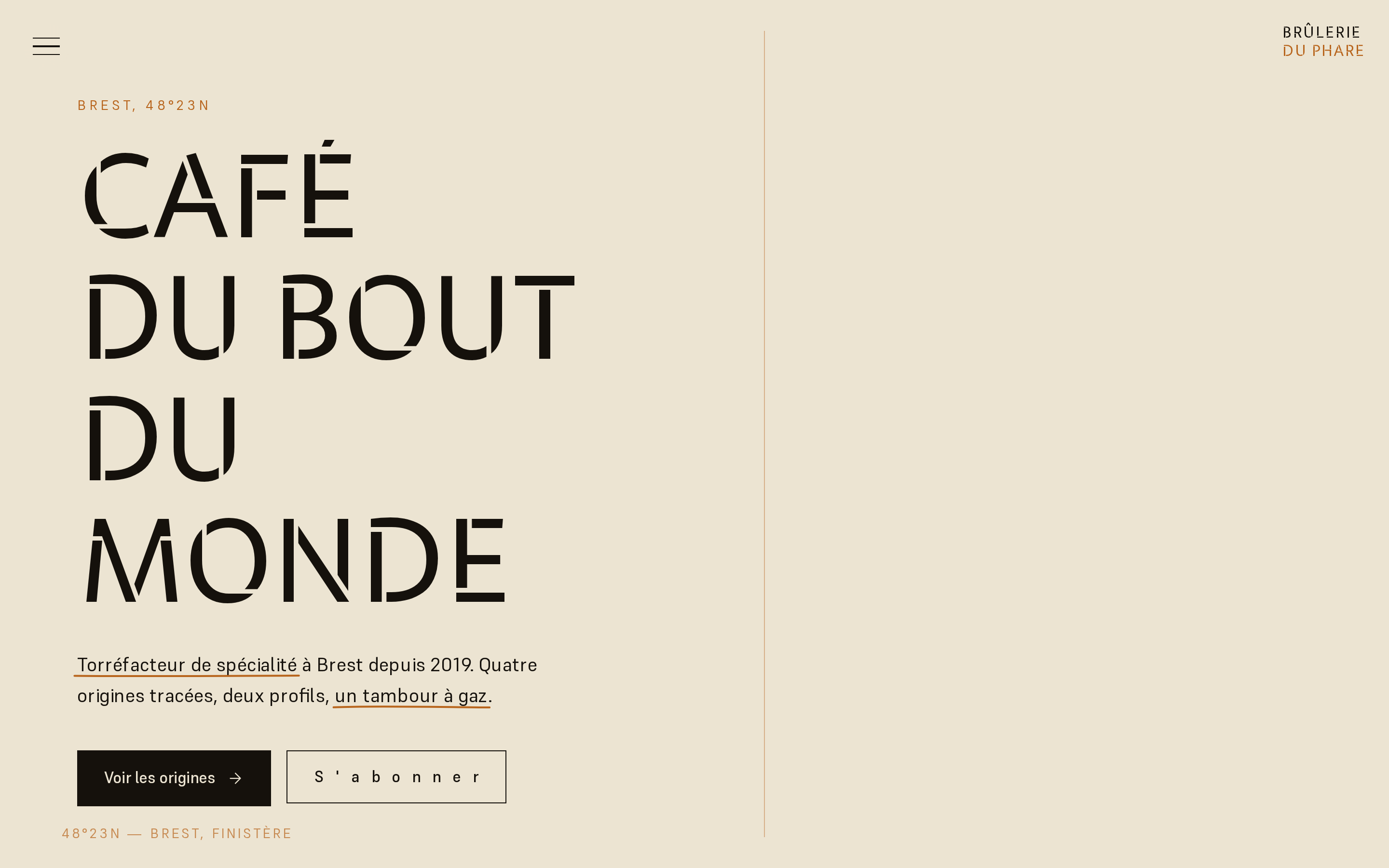 Version desktop du site généré pour Brûlerie du Phare